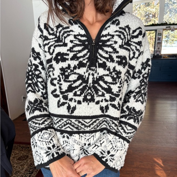 Anthropologie Black and White Nordic Sweater - Picture 2 of 6